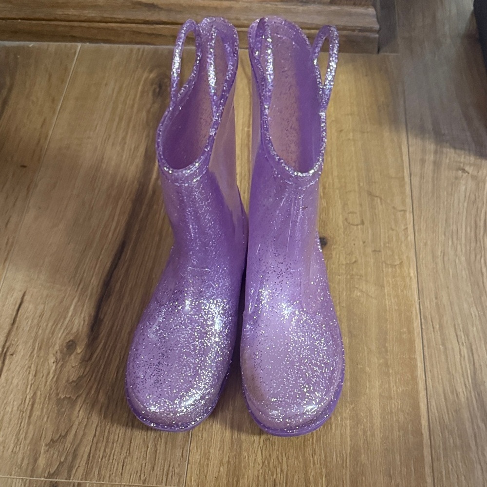 Purple Glitter Kids Rain Boots